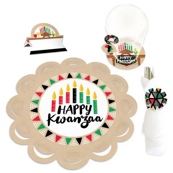 Big Dot of Happiness Happy Kwanzaa Heritage Holiday Party Paper Charger and Table Decorations - Chargerific Kit - Place Setting for 8 {1}