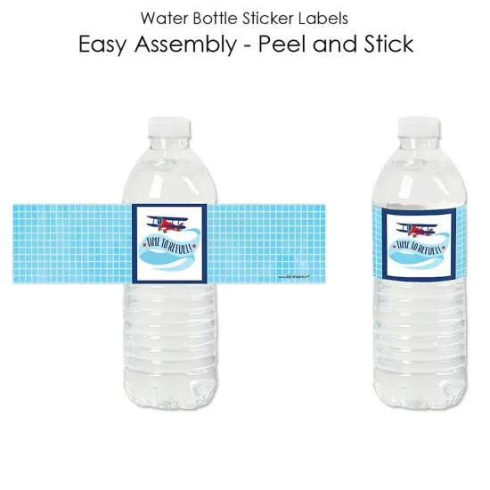 Big Dot of Happiness Taking Flight - Airplane - Vintage Plane Baby Shower or Birthday Party Water Bottle Sticker Labels - Set of 20 {3}