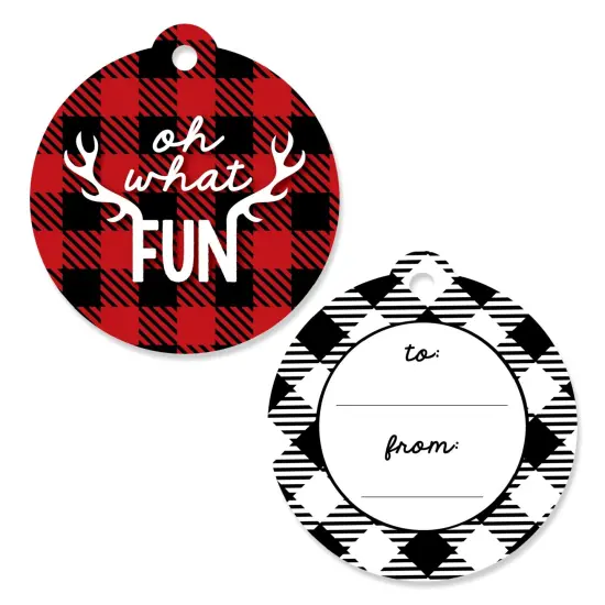 Big Dot of Happiness Prancing Plaid - Christmas and Holiday Buffalo Plaid to and from Favor Gift Tags (Set of 20) {1}