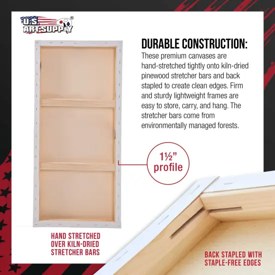 X-Large Stretched Canvas for Painting 24x60 inch Gallery Depth 1-1/2" Thick, 2-Pack - 12oz Acrylic Gesso Triple Primed, Professional Artist Quality, 100% Cotton - Oil, Pouring Paint {3}