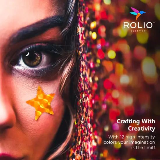 Rolio - Holographic Glitter Pure Set - 12 Color ,15g jars - Cosmetic Grade {3}