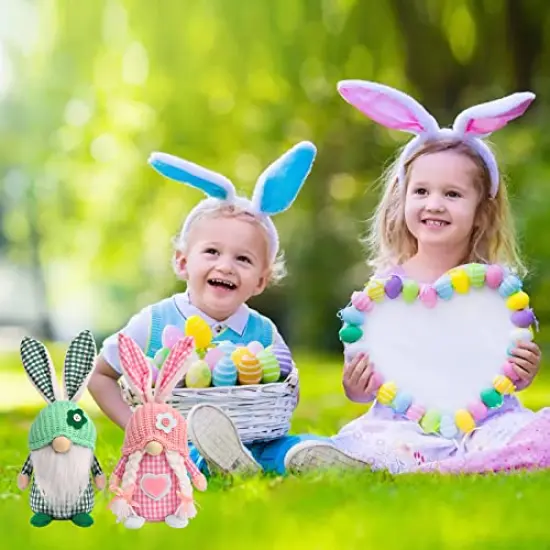 Easter Gnomes Decorations, 2 Pcs Plush Easter Bunny Handmade Swedish Tomte Elf Stuffed Doll Rabbit Gifts Cute Easter Faceless Dwarf Bunny Household Ornaments, Home Decor {3}