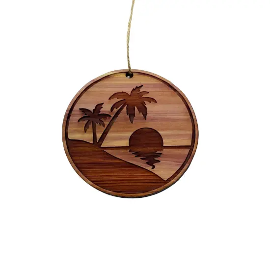 Beach Sunrise - Cedar Ornament {1}