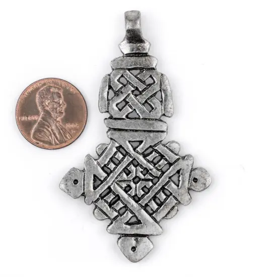 The Bead Chest Silver Ethiopian Coptic Cross Pendant, African Abyssinian Design, Orthodox Christian Pendant for Jewelry {2}