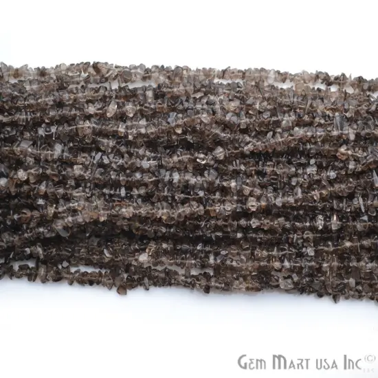 Smokey Topaz Chip Beads, 34 Inch, Natural Chip Strands, Drilled Strung Nugget Beads, 3-7mm, Polished, GemMartUSA (CHST-70001) {5}