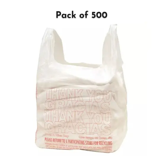Plastic Merchandise Bags Small T-Shirt Carry-Out Bags | Size 11.5" x 6.5" x 22" | T-shirt carry-out bags | Raheev&reg; {1}