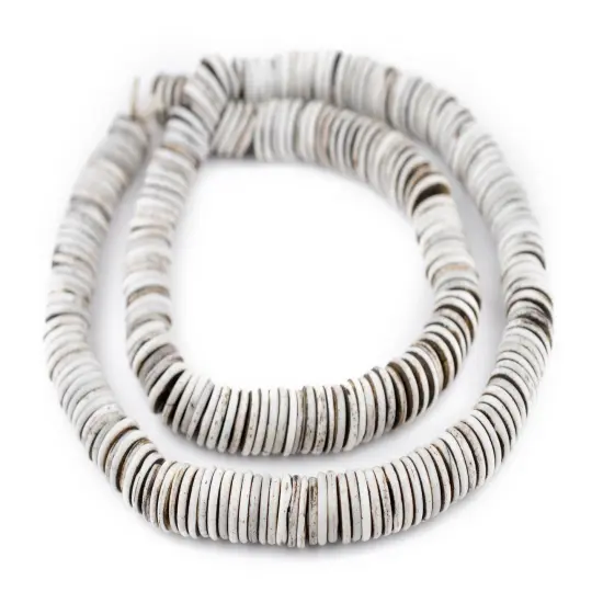 The Bead Chest 12mm Rustic Grey Bone Button Beads: Nepal Flat Round Disk Heishi Beads for DIY Necklace Jewelry Making {3}