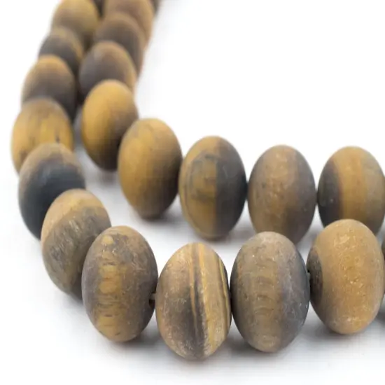 The Bead Chest Matte Tiger Eye Beads 14mm Brown Round Gemstone 15 Inch Strand {1}