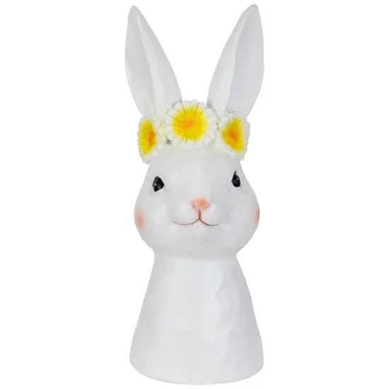 Northlight Easter Bunny Bust with Daisy Flower Crown - 9" - White {3}
