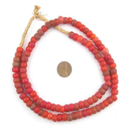 The Bead Chest Old Red Padre Beads, Full Strand of Vintage Glass Trade Beads {2}