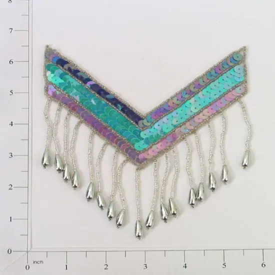 6" X 5" Western Chevron Fringe Sequin Applique/Patch {1}
