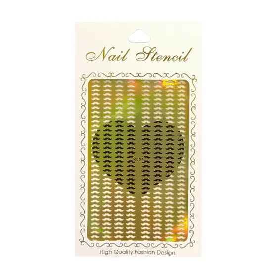 Wrapables Gold Nail Art Guide Large Nail Stencil Sheet - Mustache {1}