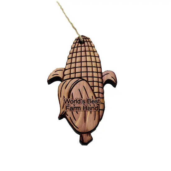 Worlds Best Farm Hand Corn on the cob - Cedar Ornament {1}