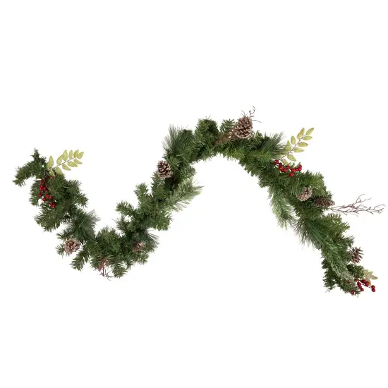 Northlight Frosted Pine Cone and Berry Artificial Christmas Garland - 6' - Unlit Green {1}