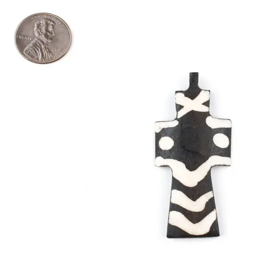 The Bead Chest Handmade Batik Bone Cross Pendant from Kenya &ndash; African Tribal Design &ndash; Dotted &ndash; Fair Trade Ethically Sourced Jewelry Making Charm {2}