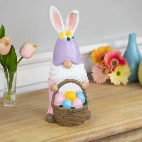 Northlight Easter Bunny Gnome with Egg Basket Figurine - 11.5" Pink {3}