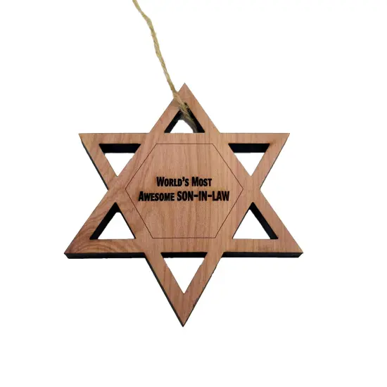Worlds most awesome Son-in-Law Star of David - Cedar Ornament {1}