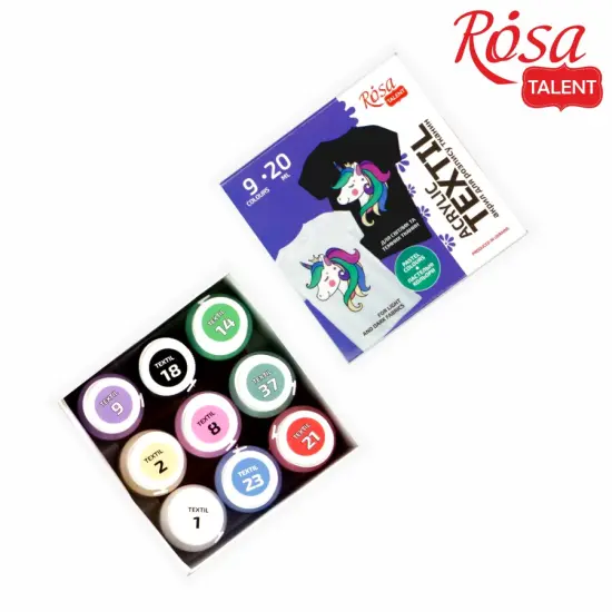 UNICORN Textile Acrylic Paint Set 9 pastel colors (20ml) by Rosa {3}