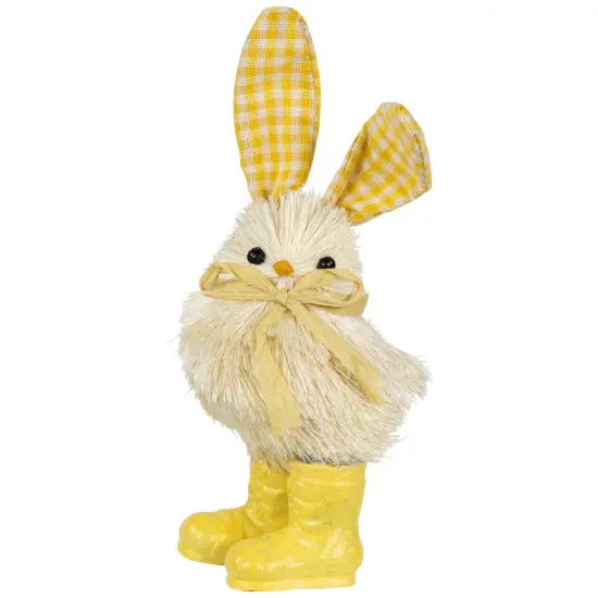 Northlight Chick with Plaid Rabbit Ears and Rainboots Easter Figurine - 7" - Yellow {1}