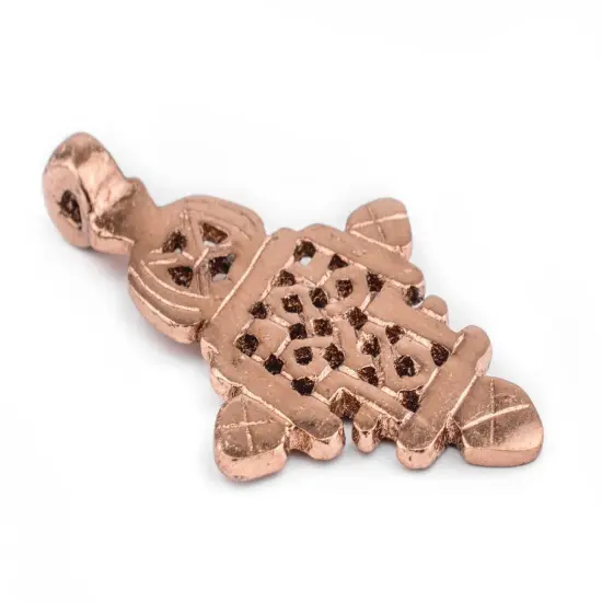 Copper Coptic Cross Pendant (65x36mm): Authentic Ethiopian East African Design for Jewelry & Necklace Making {3}