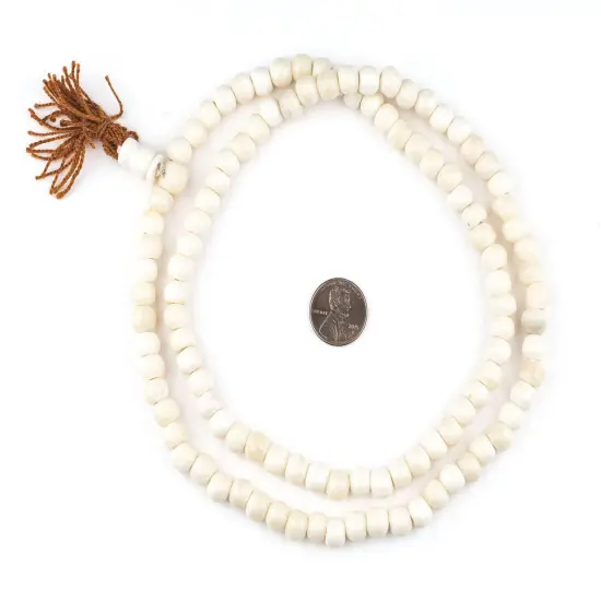 The Bead Chest 108 8mm White Bone Mala Beads - Handmade Fair Trade Nepal Prayer Rosary Beads Necklace for Mediation, Yoga, Jewelry Making, Crafts {2}