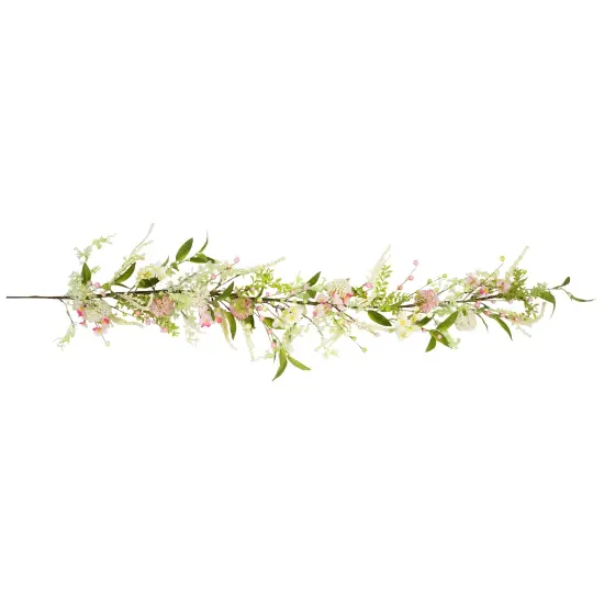 Northlight Hydrangea and Berry Floral Spring Garland - 5' - Pink and White {1}