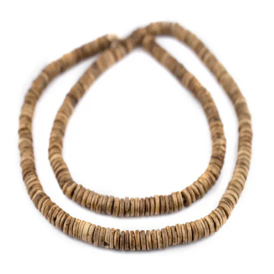 The Bead Chest 6mm Brown Bone Button Beads: Nepal Flat Round Disk Heishi Beads for DIY Necklace Jewelry Making {3}