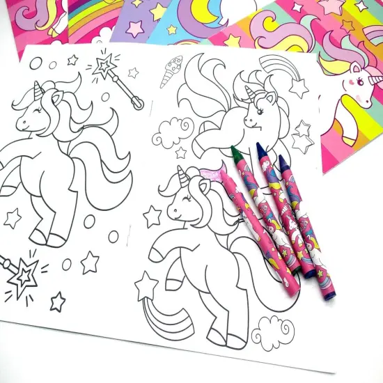 TINYMILLS Unicorn Coloring Books for Kids with 12 Coloring Books and 48 Crayons {2}