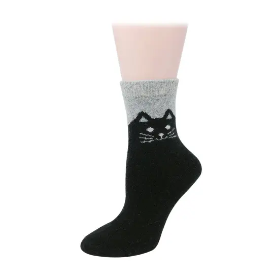 Wrapables Women's Thick Winter Warm Cat Print Wool Socks (Set of 5) {5}
