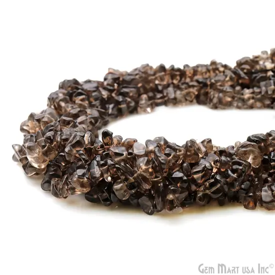 Smokey Topaz Chip Beads, 34 Inch, Natural Chip Strands, Drilled Strung Nugget Beads, 7-10mm, Polished, GemMartUSA (CHST-70004) {5}