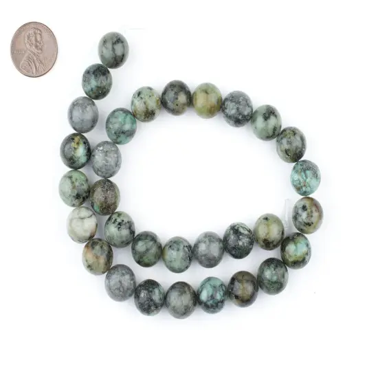 The Bead Chest 12mm African Turquoise Beads - Full Strand of Genuine Authentic Gemstone Beads (Polished) {2}