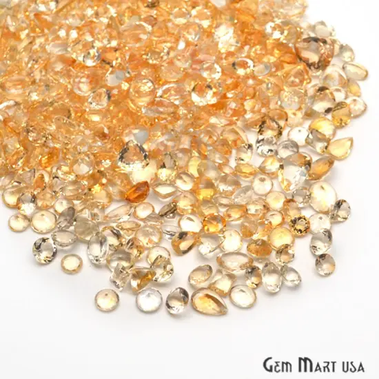 Citrine Gemstone, 100% Natural Faceted Loose Gems, November Birthstone, 10-20mm, 100 Carats, GemMartUSA (CI-60010) {6}