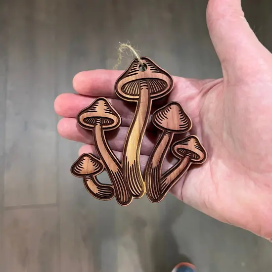 Mushroom Set - Cedar Ornament {6}