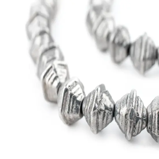 The Bead Chest Striped Dark Silver Bicone Beads (9mm) {1}