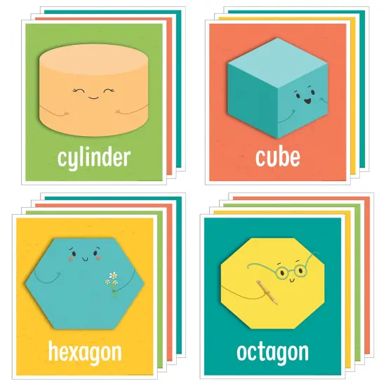 Carson Dellosa 14-Piece Basic Shapes Early Learning Posters, 8.5" x 11" 2D and 3D Geometric Wall Art, Preschool and Kindergarten Classroom Decor, Office Decorations, and Teacher Supplies {1}