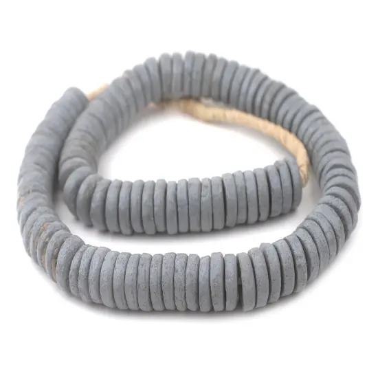 The Bead Chest Grey Ashanti Glass Disk Beads (20mm) {3}