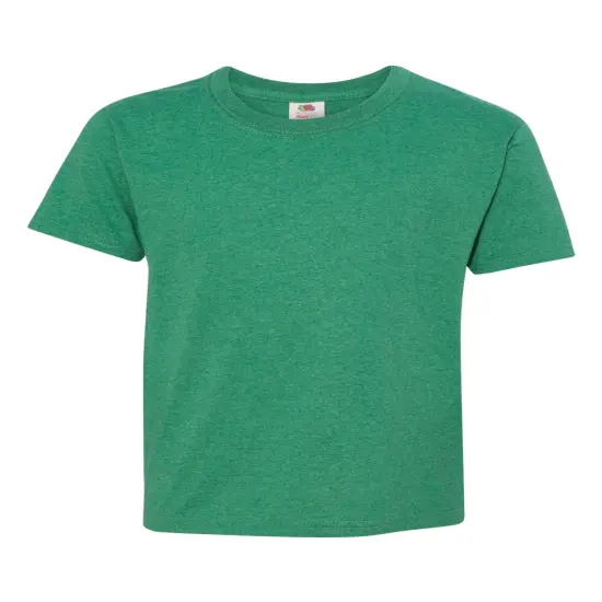 12 Pack: Fruit of the Loom&reg; Youth Short Sleeve Crew Neck T-Shirt Retro heather green {1}