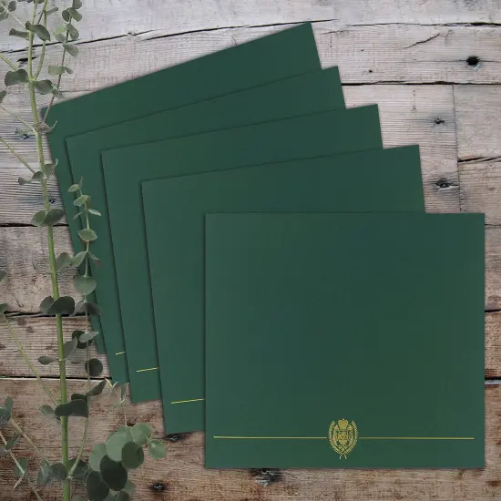 Great Papers! Classic Certificate Cover with Gold Foil Crest, Hunter Green, 12" x 9.375"(folded) with Die-Cuts for 8.5" x 11" Documents, 5 Count {2}