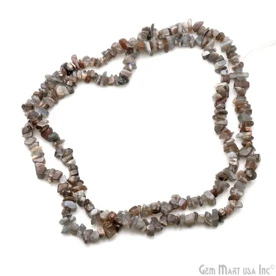 Gray Moonstone Chip Beads, 34 Inch, Natural Chip Strands, Drilled Strung Nugget Beads, 7-10mm, Polished, GemMartUSA (CHGM-70004) {1}
