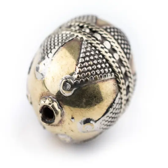 The Bead Chest Round Afghan Tribal Brass Bead (27x20mm) {3}