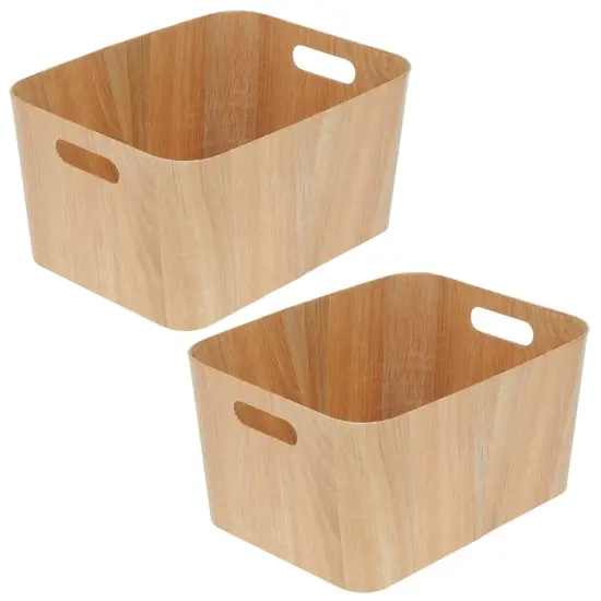 mDesign Wood Print Kitchen Food Storage Organizer Bin - 2 Pack {4}