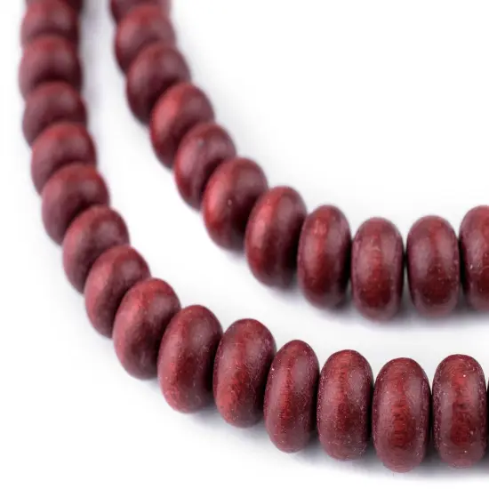 The Bead Chest Cherry Red Abacus Natural Wood Beads (8x12mm): Organic Eco-Friendly Wooden Bead Strand for DIY Jewelry, Crafts, Necklace and Bracelet Making {1}