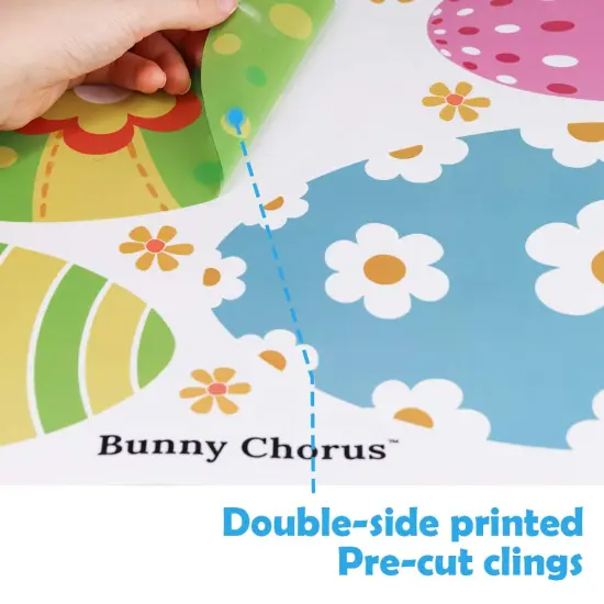 Ivenf Easter Decorations Window Clings Decals Decor, Extra Large Easter Eggs Flowers Party Supplies Gifts, Spring Window Clings Decorations for Kids School Home Office, 4 Sheets 46 pcs {6}