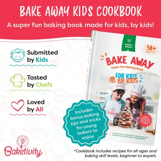 Baketivity Bake Away Kids Baking Cookbook with Pictures | Sweet and Savory Fun Recipes to Cook Together | Bake, Make & Learn Young Chef Bakes | Best Little Junior Baker Cooking & Baking Cookbooks Gift Hardcover &ndash; October 18, 2021 {2}