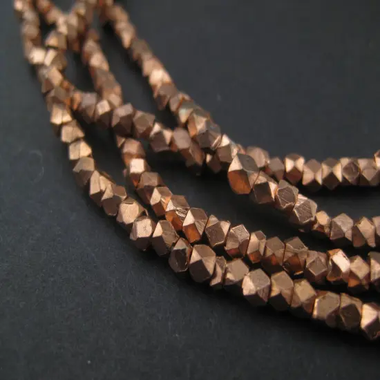 The Bead Chest Cornerless Cube Beads - Full Strand of Faceted Ethnic Metal Spacers (2mm, Copper) {2}