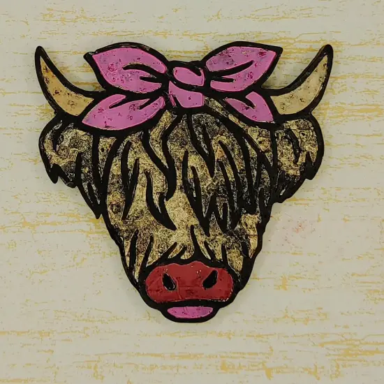 Highland cow with Bow Silicone Freshie Mold - small, raised lines {2}