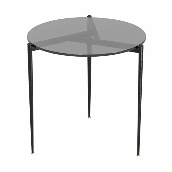 Gray Glass Circular Side Table Ins Leisure Coffee Table Bedside Table {1}