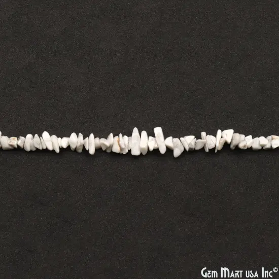 Howlite Chip Beads, 34 Inch, Natural Chip Strands, Drilled Strung Nugget Beads, 3-7mm, Polished, GemMartUSA (CHHW-70001) {4}