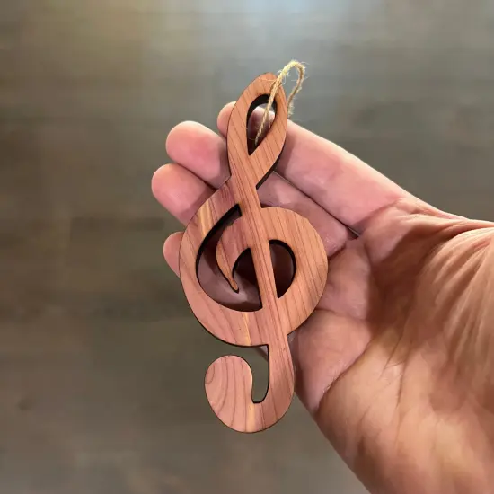 Treble Clef Note - Cedar Ornament {3}