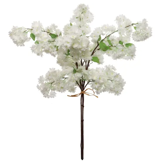 Cherry Blossom Stem: Set of 3, 40-Inch, Silk Flowers, Floral Home by Artificial Flowers White {1}